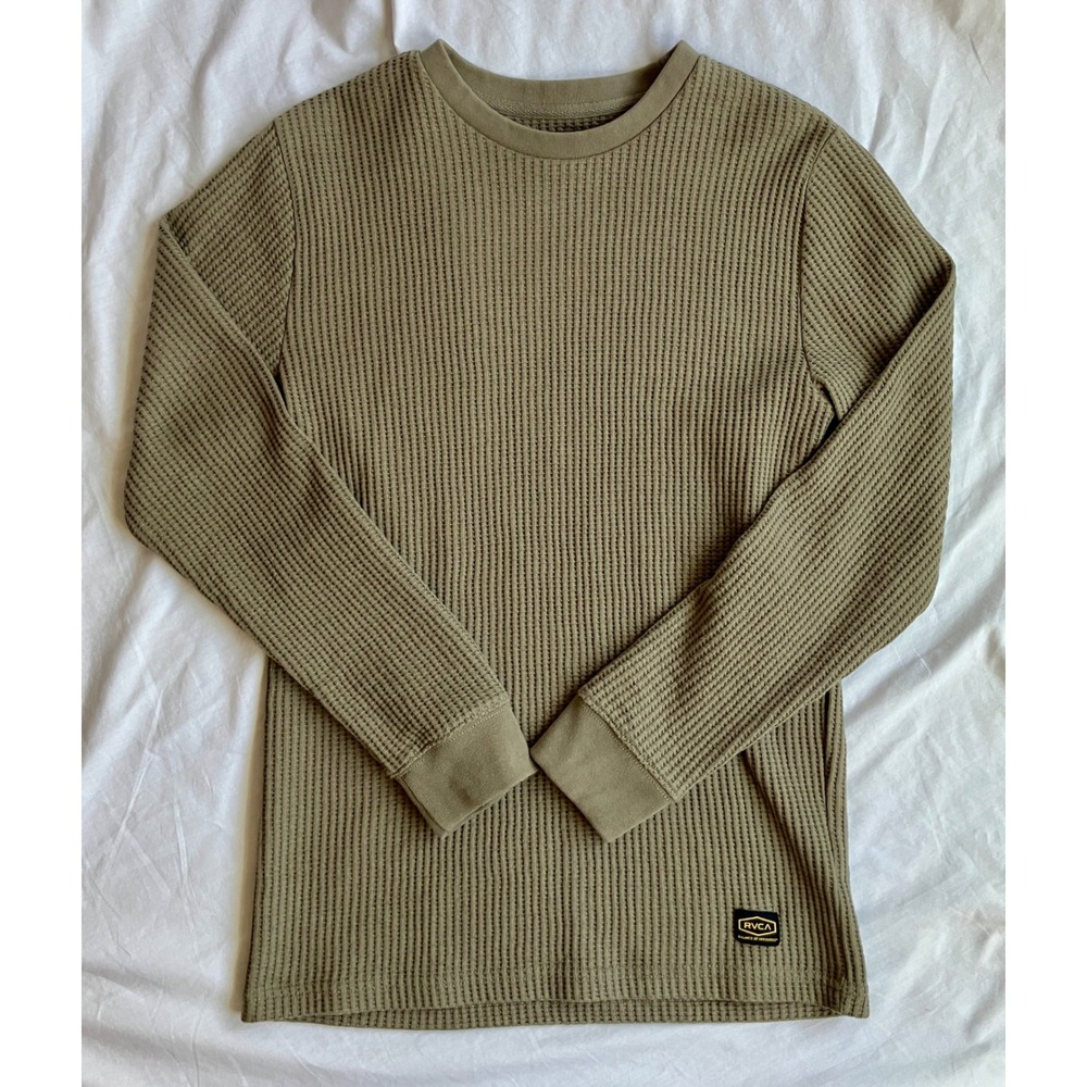 RVCA Mens Long Sleeve  Heavyweight Thermal Shirt Army Green Size S
